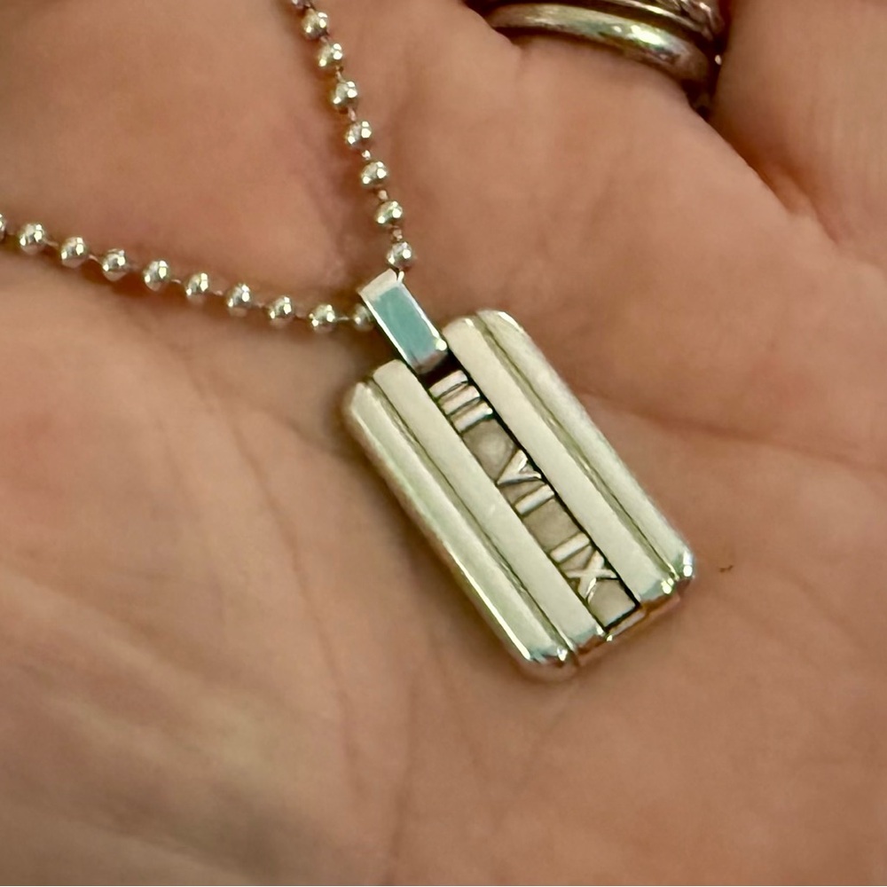 Tiffany & Co. Vintage Atlas Dog Tag Pendant in .925 Sterling Silver Necklace - Picture 8 of 12